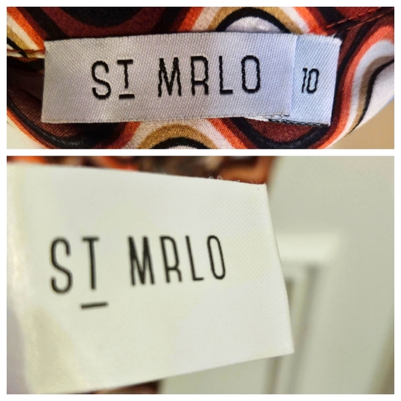 ST MRLO Birmingham Dress Brown Multi-Color Wave Print Shirt Dress, Size 6 - Picture 16 of 16